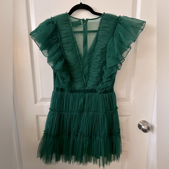 NWT Anthropologie Geisha Designs Tiered Tulle Mini Dress in Green | Size 6 - Picture 8 of 8
